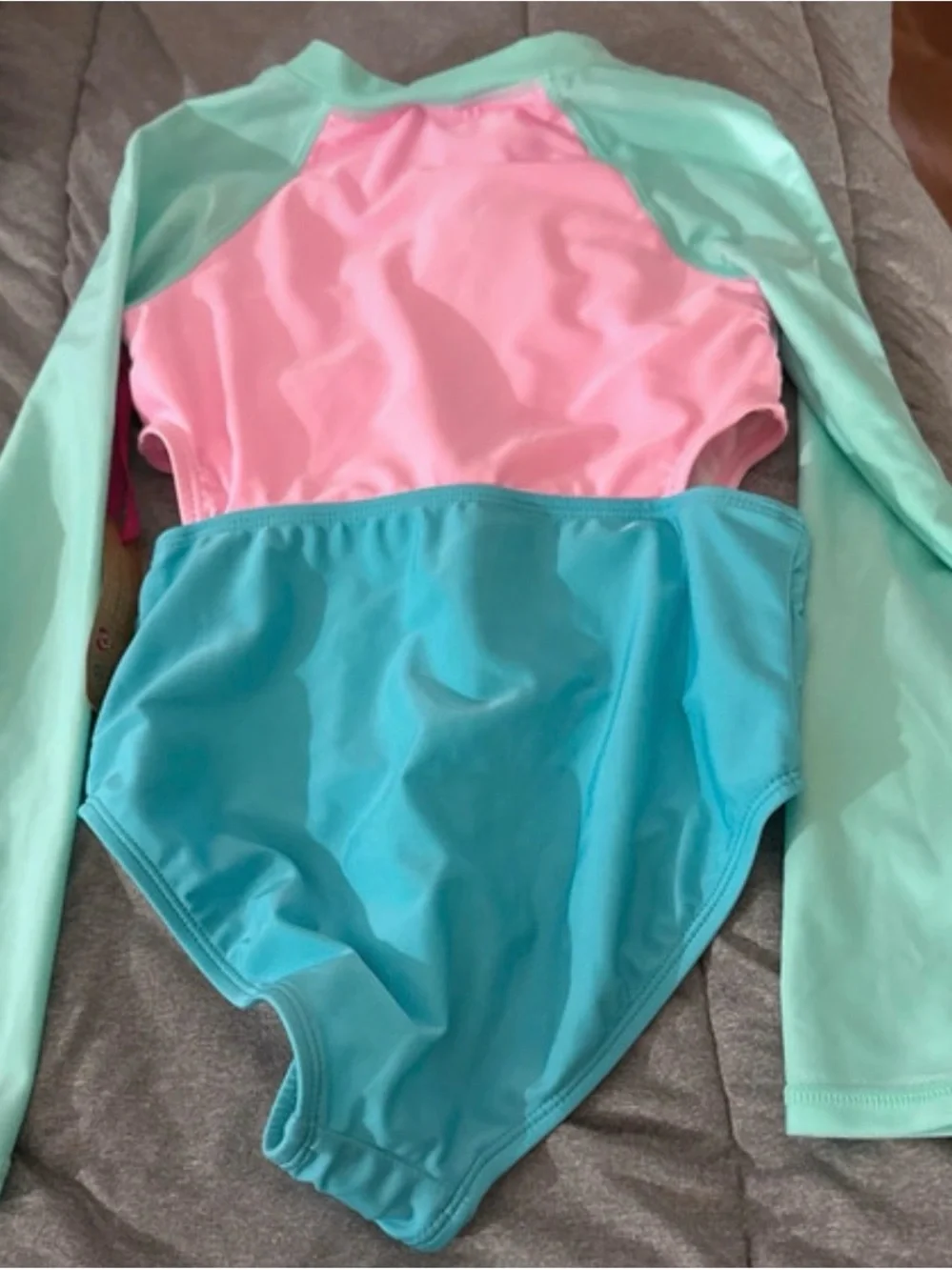 Justice Pink & Aqua Colorblock One-Piece Swimsuit